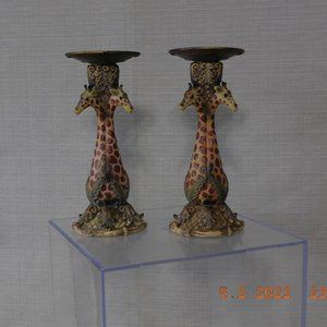 Resin & Brass Giraffe Candle Stick Holders 8 3/4" Tall 10yrs. OLD but, still NWT